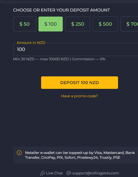 Neteller deposit